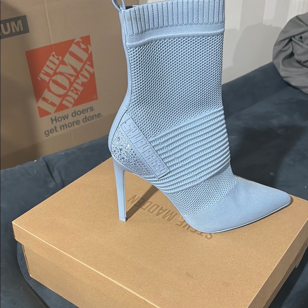 Steve Madden Blue Knit Ankle Boots